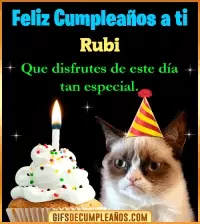 Gato meme Feliz Cumpleaños Rubi